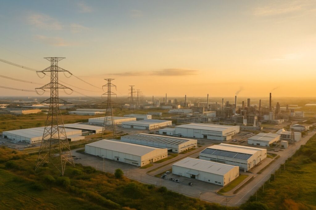 Fotografía de plantas industriales en México con énfasis en infraestructura energética y empresas afectadas por falta de electricidad
