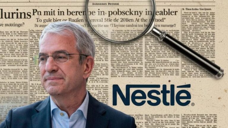 Imagen editorial de sala de juntas que refleja gobernanza empresarial y liderazgo corporativo en transición en Nestlé