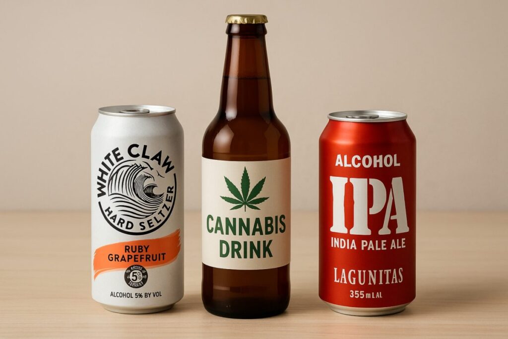 Fotografía editorial de bebidas con cannabis y alcohol innovador en Estados Unidos