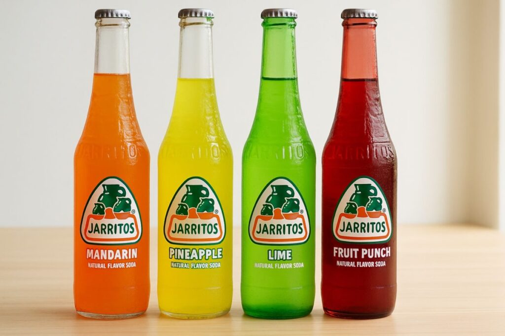 Botellas de Jarritos en colores brillantes que representan las dos versiones del refresco en México y su alcance internacional