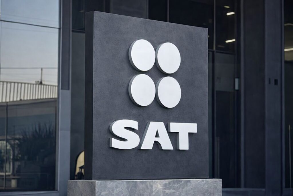 Fachada del SAT en México con señalización visible, relacionada con el Buzón Tributario