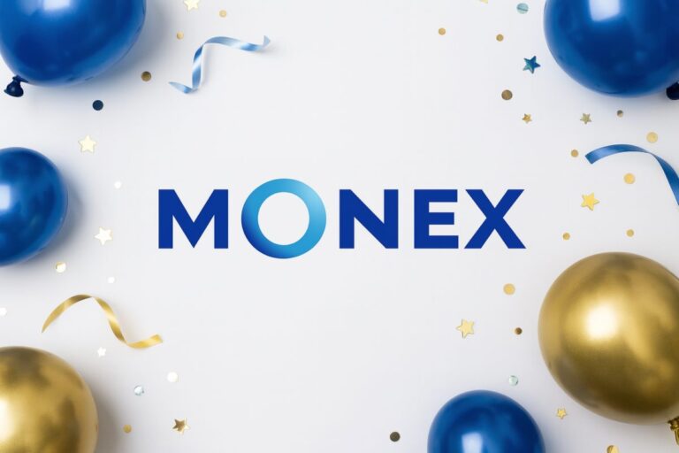 Ilustración de equipo profesional en oficina moderna que representa la cultura empresarial de Monex