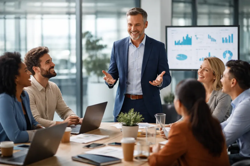 nuevo perfil del CEO con liderazgo emocional y equipos colaborativos en empresas modernas