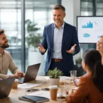 nuevo perfil del CEO con liderazgo emocional y equipos colaborativos en empresas modernas