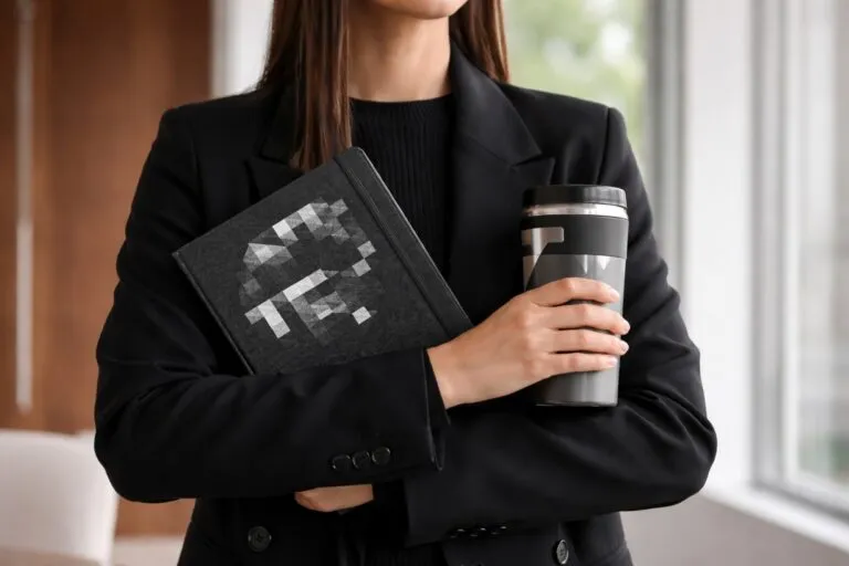 Fotografía editorial de productos de merchandising corporativo mostrando diseño, marca y sustentabilidad