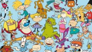 Adultos millennials consumiendo contenido inspirado en caricaturas de los 90 y productos de nostalgia en la industria del entretenimiento.