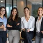 Equipos corporativos en oficinas modernas reflejan bienestar laboral y liderazgo femenino en empresas de Paraguay.
