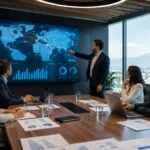 Equipo de ejecutivos analiza estrategias de expansión internacional para fortalecer empresas con presencia internacional.