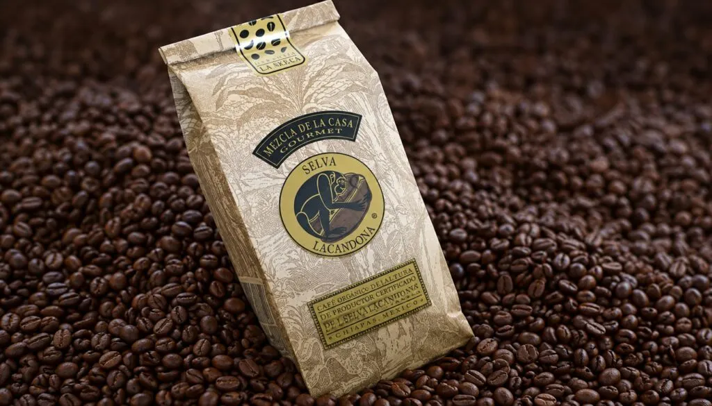Café de la Selva Lacandona junto con cacao y miel producidos y comercializados desde Chiapas.